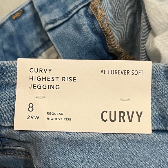 NEW AEO Forever Soft Curvy Highest Rise Distressed Denim Jeggings Jeans 8 29 - Picture 6 of 8